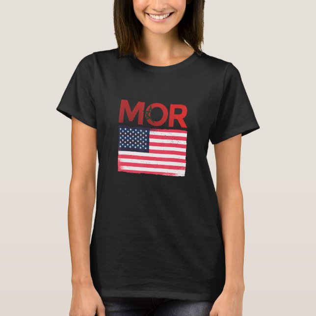 T-shirt Drapeau moitié-américain moitié marocain Usa (Devant)