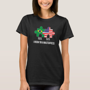 T-shirt Drapeau moitié brésilien moitié américain Carte co