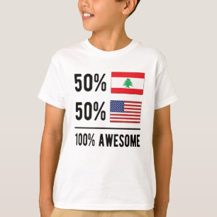 T-shirt Drapeau moitié libanaise moitié américaine Liban U