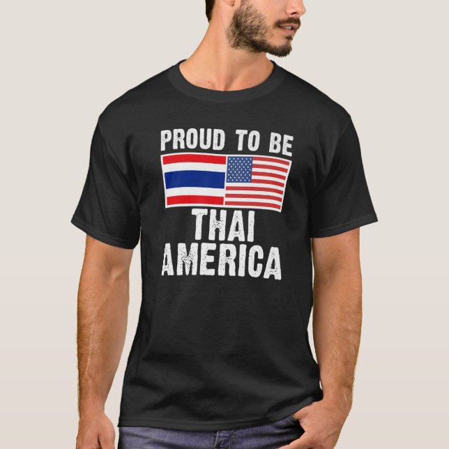 T-shirt Drapeau moitié thaï moitié-américain Thaïlande (Devant)