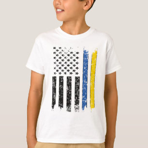 T-shirt Drapeau moitié ukrainien moitié américain Ukraine 