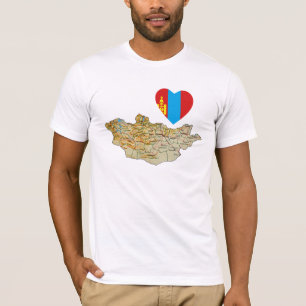 T-Shirt Drapeau Mongolien en forme de cœur et cart