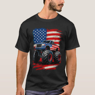 T-shirt Drapeau Monster Truck Patriotique américain