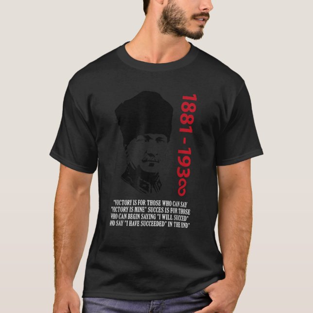 T-shirt Drapeau Mustafa Kemal Ataturk Père de la Turquie (Devant)