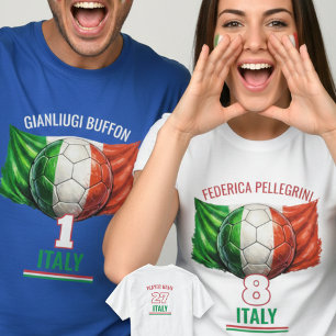 T-shirt Drapeau National de Football d'Italie Patrimoine B