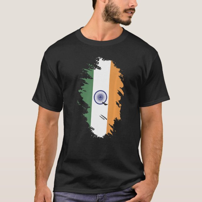 T-shirt Drapeau national de l'Inde souvenir pour hommes fe (Devant)