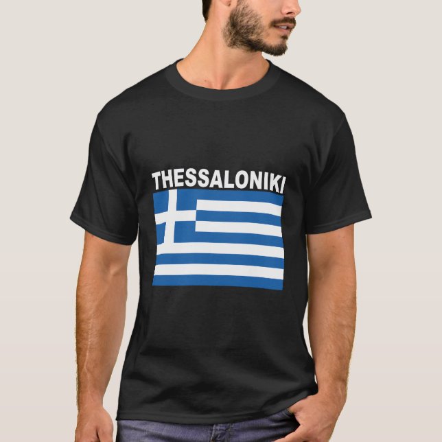 T-shirt Drapeau National Grec Et Thessalonique (Devant)