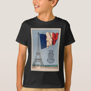 T-shirt Drapeau national vintage et Tour Eiffel