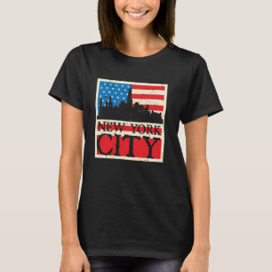 T-shirt Drapeau New York City Skyline Retro États-Unis en