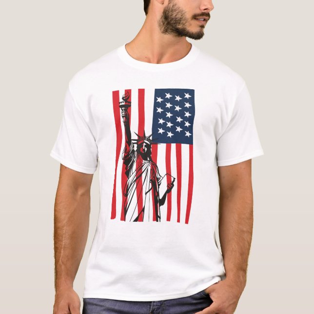 T-shirt Drapeau New York NYC Statue of Liberty USA America (Devant)