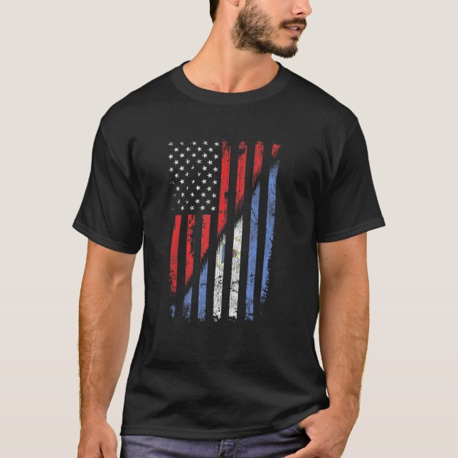 T-shirt Drapeau Nicaragua Américain Style rétro Usa Nicara (Devant)