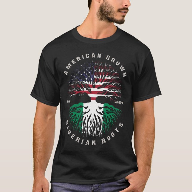 T-shirt Drapeau nigerian Racines d'Amérique Nigeria (Devant)
