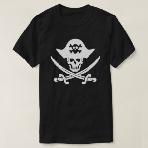 T-shirt Drapeau noir et blanc du crâne pirate