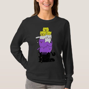 T-shirt Drapeau non binaire Cute Cats Pile Non binaire Pri
