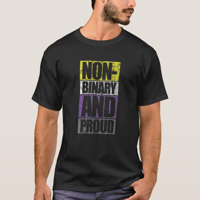 T-shirt Drapeau Non Binaire Et Fière Genderqueer Non Binai (Devant)