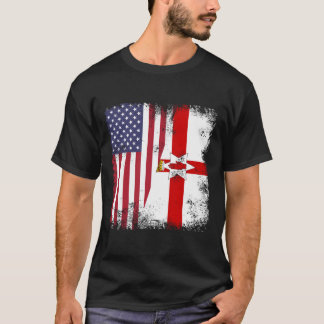 T-shirt Drapeau nord-irlandais en détresse États-Unis Nord