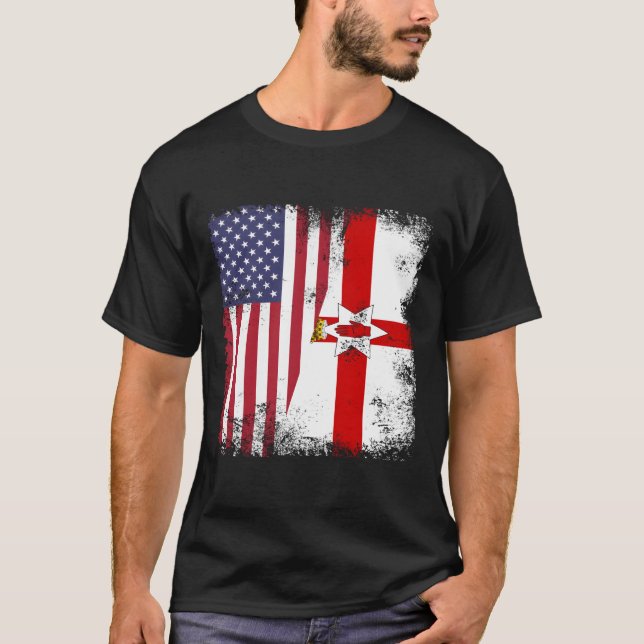 T-shirt Drapeau nord-irlandais en détresse États-Unis Nord (Devant)