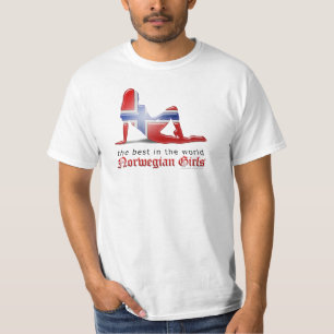 T-shirt Drapeau norvégien de silhouette de fille