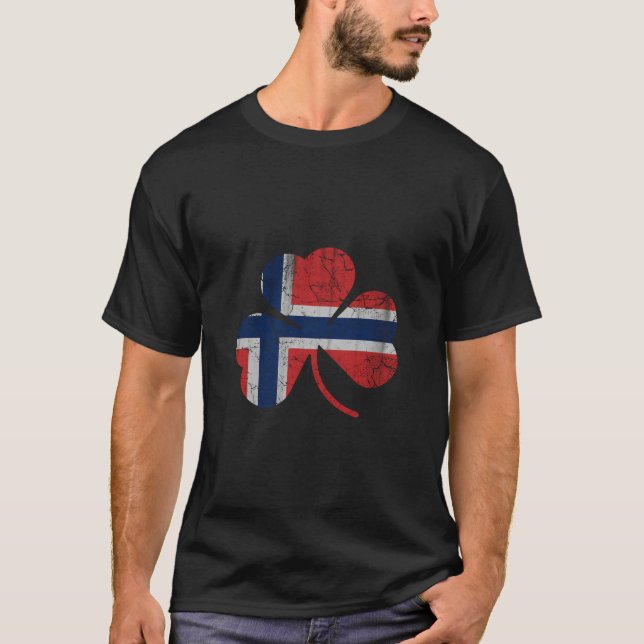 T-shirt Drapeau Norvégien Shamrock Irlandais Norge St patr (Devant)