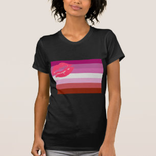 T-SHIRT DRAPEAU OFFICIEL DE LESBIENNE DE ROUGE À LÈVRES