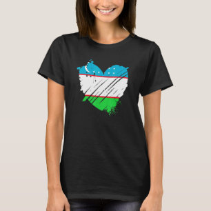 T-shirt Drapeau Ouzbek J'Aime Qu'Il Est Dans Mon Adn Pour 
