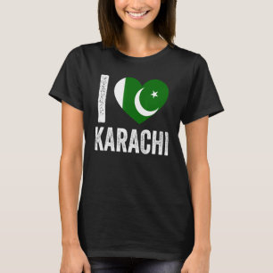 T-shirt Drapeau pakistanais patriotique I Love Karachi