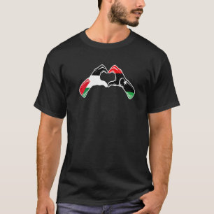 T-shirt Drapeau Palestine Libye Cœur palestinien libyen