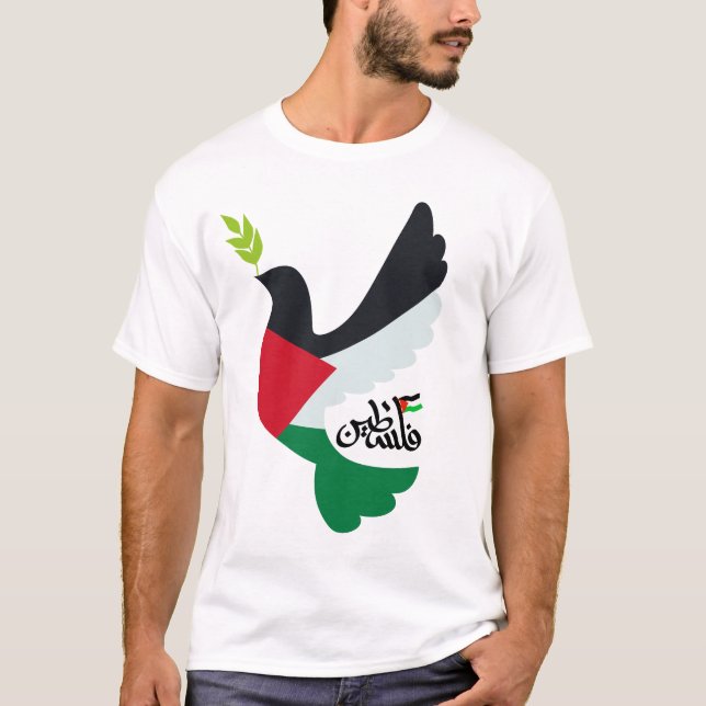 T-shirt Drapeau palestinien dans une colombe de paix avec  (Devant)