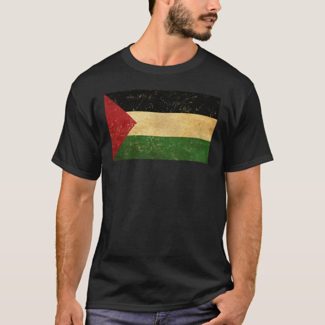 T-shirt Drapeau palestinien Vintage noir (Devant)