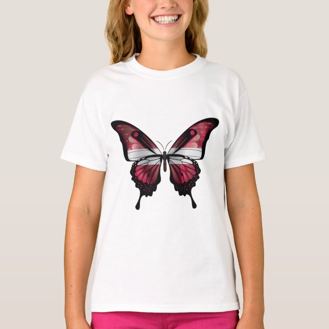 T-shirt Drapeau papillon de la Lettonie (Devant)
