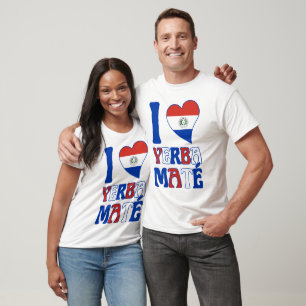 T-shirt Drapeau Paraguay élégant I LOVE YERBA MATE