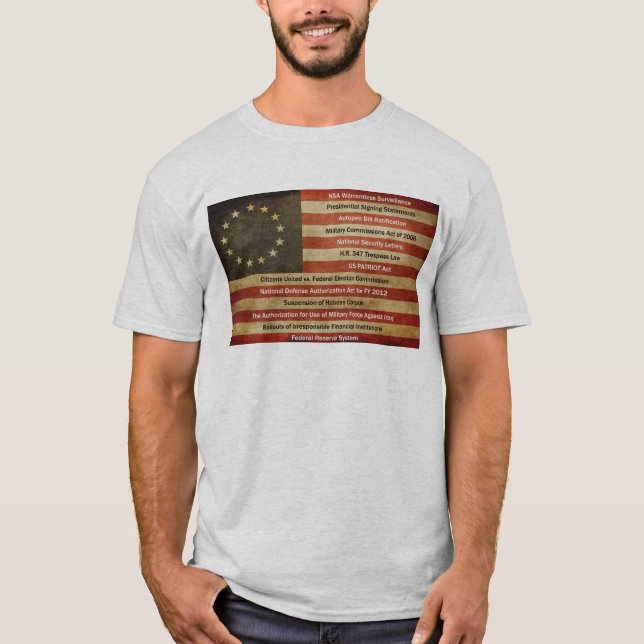 T-shirt Drapeau patiné par des violations de la (Devant)