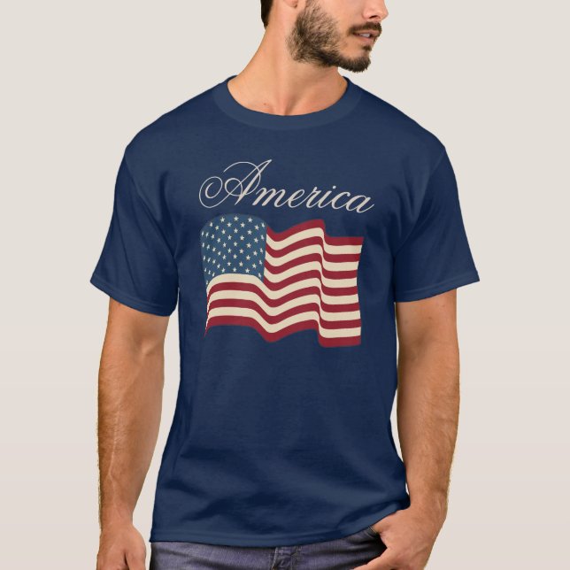 T-shirt Drapeau Patriotique Agitant Américain T Chemise Ca (Devant)