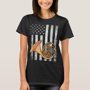T-shirt Drapeau Patriotique Américain Design - French Horn