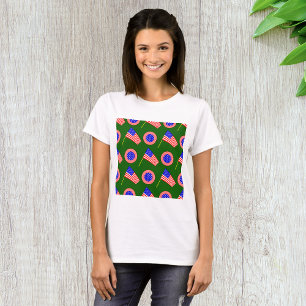 T-shirt Drapeau patriotique américain Motif sur vert
