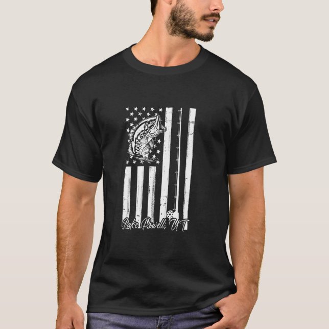 T-shirt Drapeau Patriotique Bass Fishing Lake Powell Utah  (Devant)
