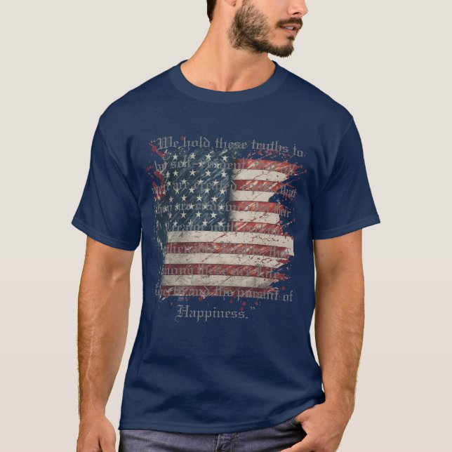 T-shirt Drapeau patriotique et Déclaration d'indépendance (Devant)