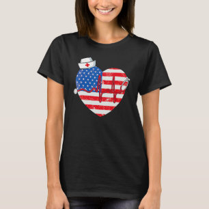 T-shirt Drapeau Patriotique Rn Lpn Cna Amérique 4 juillet 