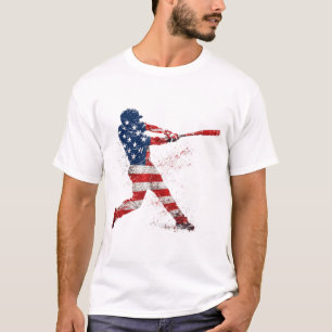 T-shirt Drapeau patriotique USA Baseball Batteur éclabouss