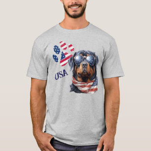 T-shirt Drapeau patriotique USA Empreinte de patte Rottwei