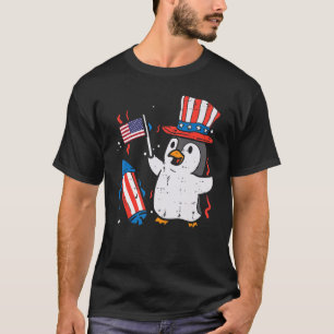 T-shirt Drapeau Penguin Us Casquette mignon 4 juillet Patr