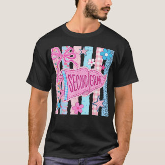 T-shirt Drapeau Pennant Floral Rayé Retour à l'école Deuxi