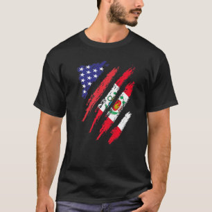 T-shirt Drapeau Péruvien Cultivé en Amérique USA Mois du P