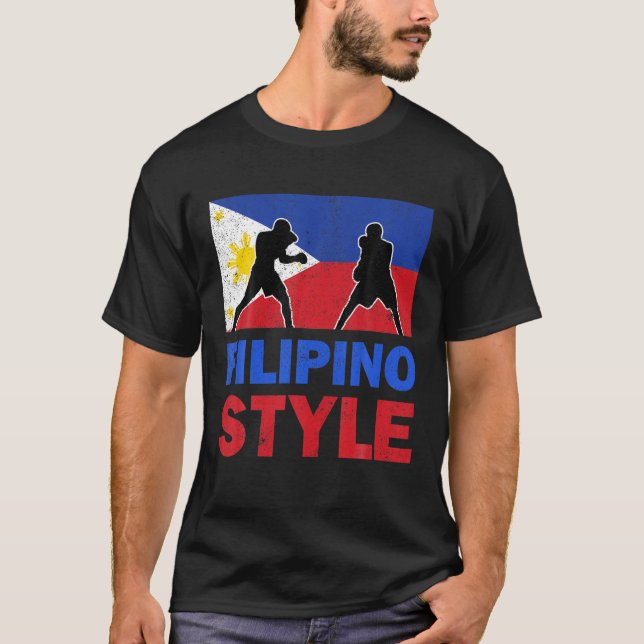 T-shirt Drapeau philippin Club de boxe philippin Vintage (Devant)