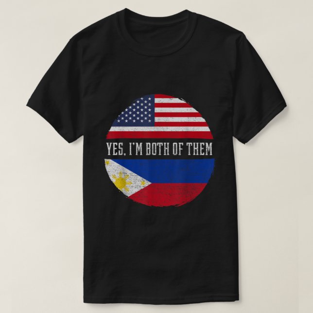 T-shirt Drapeau philippin mi-américain Philippines H (Design devant)