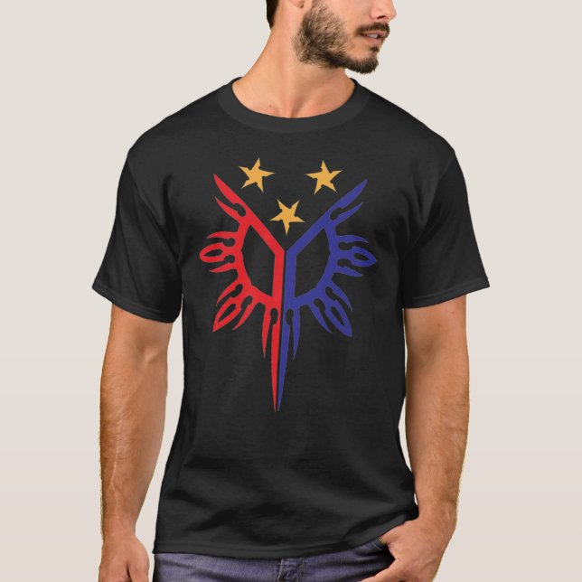 T-shirt Drapeau philippin philippin soleil et étoiles Ess (Devant)