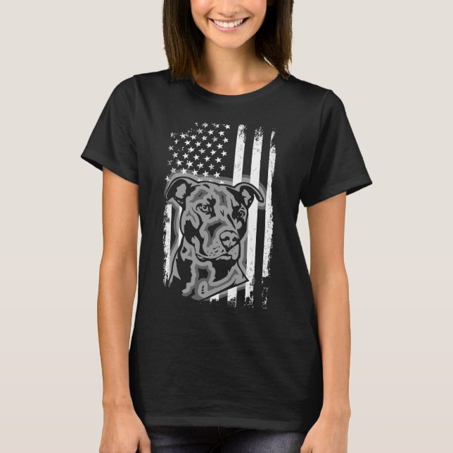 T-shirt Drapeau Pitbull américain Patriotic Pit Bull Dog L (Devant)