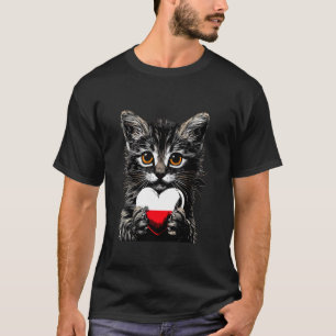 T-shirt Drapeau Pologne Chat Cœur Fierté Polonaise Polska