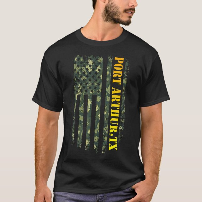 T-shirt Drapeau Port Arthur Texas Camouflage Usa (Devant)
