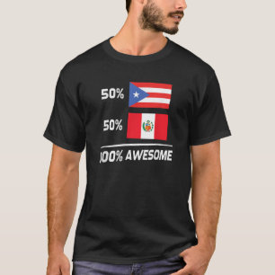 T-shirt Drapeau porto-ricain péruvien moitié Pérou moitié 